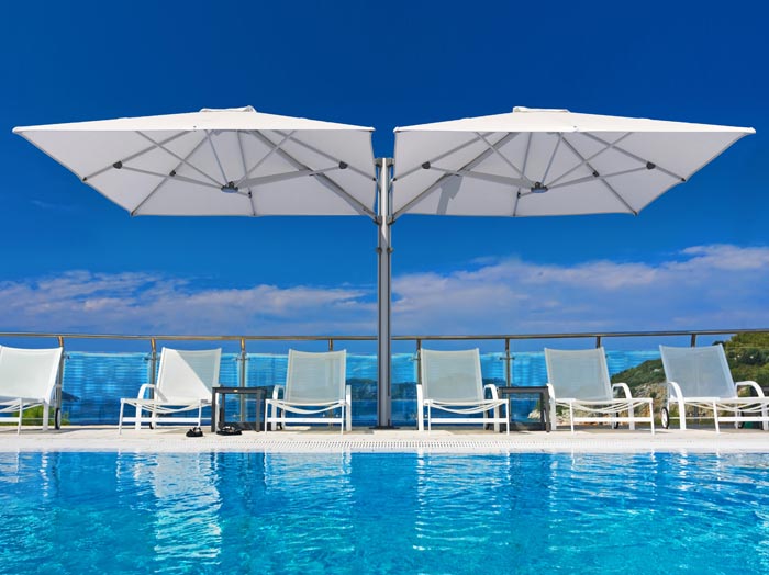 cantilever patio umbrella pier one ShadowSpec Unity Cantilever Umbrella w/ Square Canopy