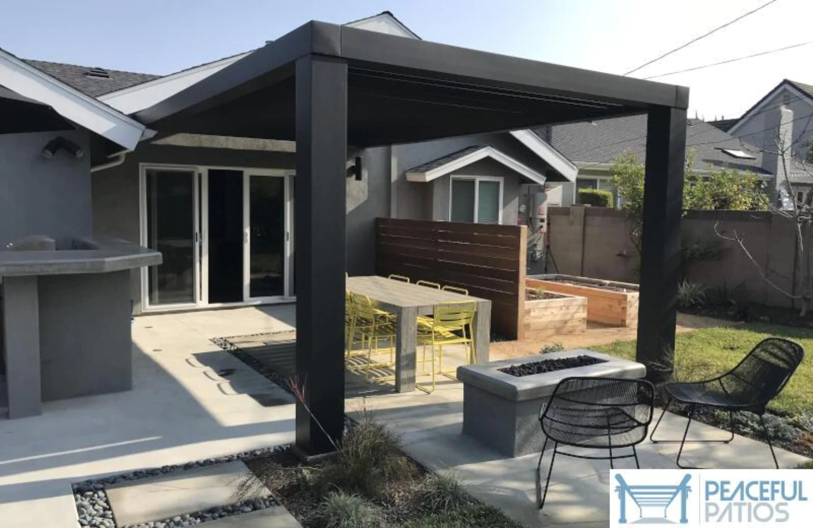 Solace Modern Fiberglass Pergola with Fixed Louvers