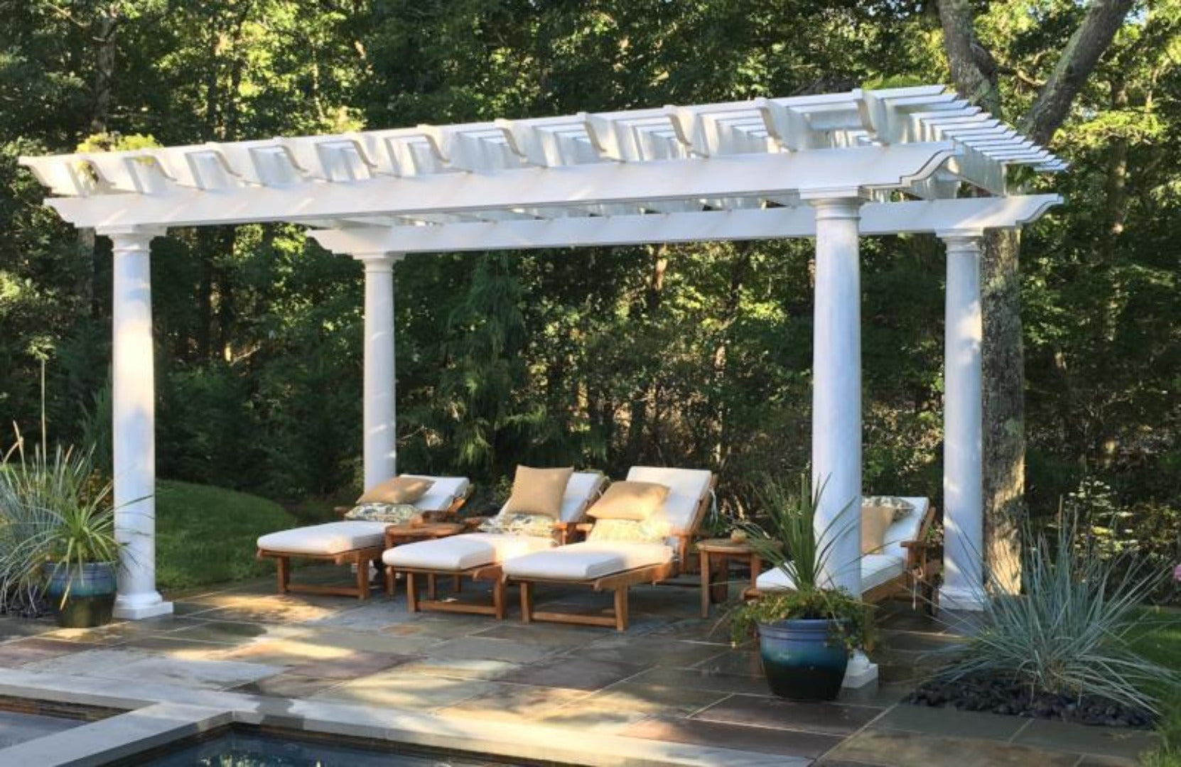 Peaceful Patios Freestanding Fiberglass Pergola - Round Columns