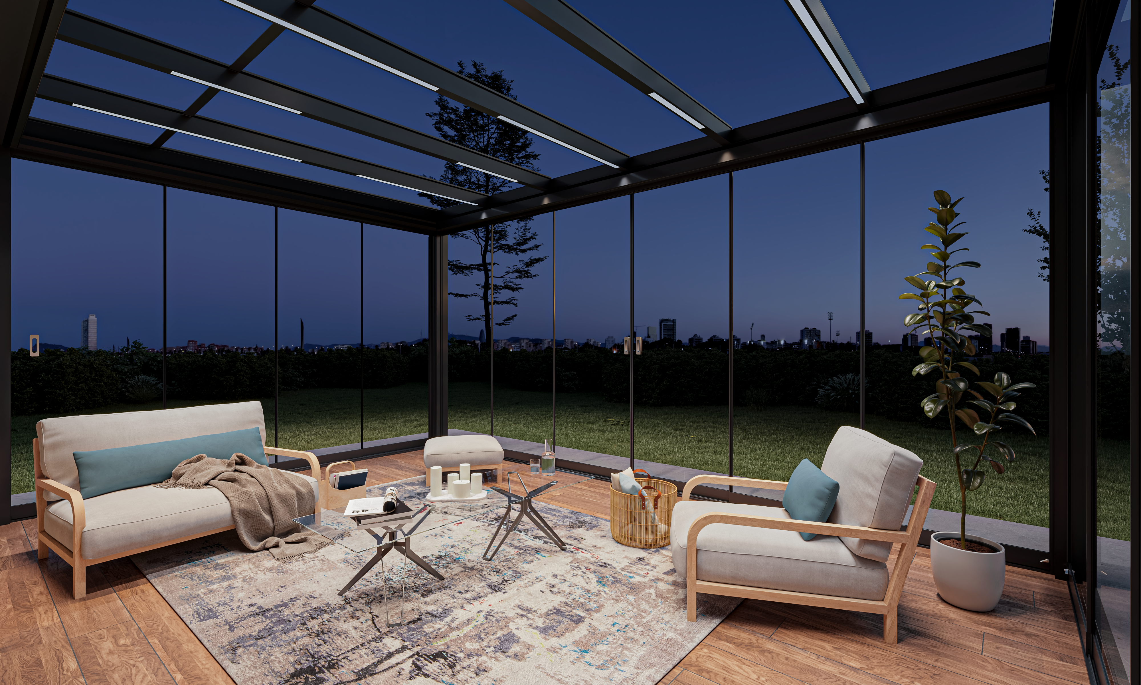 Schildr Dynamic Sunroom - Retractable Insulated Glass Canopy Retreat