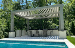 Solace Modern Fiberglass Pergola with Fixed Louvers